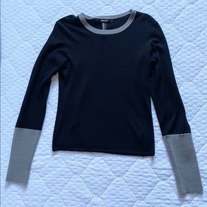 DKNY Navy and Grey merino wool sweater size large